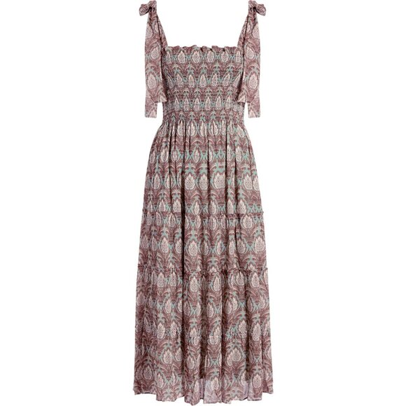 NWT Hill House Ribbon Ellie Nap in Pinecone Sage Chiffon Smocked Midi Dress S - Picture 1 of 6